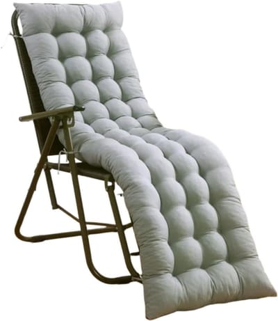 Ligstoelkussen - Tuinstoelkussen - Buiten Ontspannen - Dikke Gewatteerde Vulling - 125 x 48 cm - Grijs