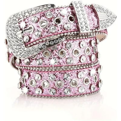Dames Strass Holle Riem Dames Gesp Studded Riem Voor Dames Bruiloft Feest Riem Valentijns Cadeaus Voor Haar free gray