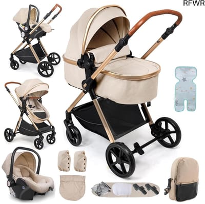 RFWR® 3-in-1 Kinderwagen Reissysteem - Opvouwbaar en Omkeerbaar met Schokabsorberende Wielen