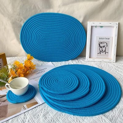 Stijlvolle en hittebestendige ronde onderzetters van katoen voor pannen en potten, 12 cm, oranje, 1 stuk, perfect voor koken en bakken