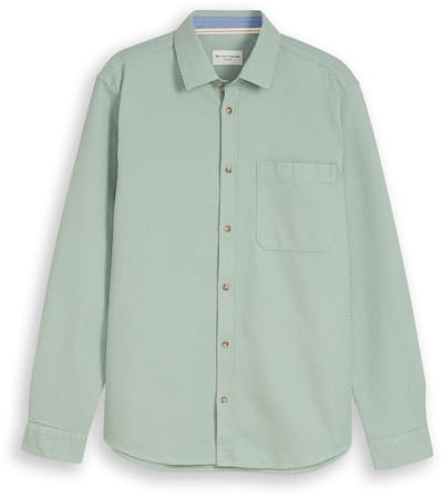 Tom Tailor - Regular fit overhemd met wafelstructuur - Maat XXXL - soft greyish green
