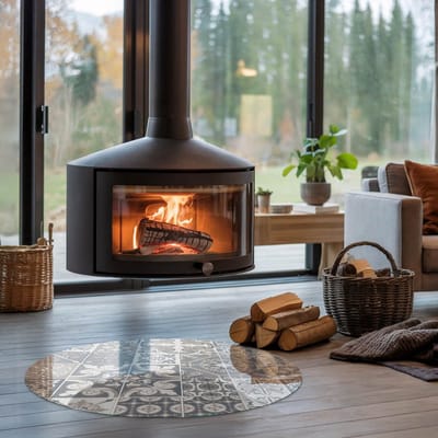 Coloray Vloerplaat Houtkachel - Plaat voor Onder Kachel - 90 cm x 90 cm - Kachel Vloerplaat - Grijs Vloerplaat Kachel - Onderplaat - Vloerplaat Openhaard - Houtkachel Accessoires - Onderplaat Voor Houtkachel