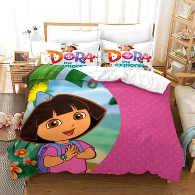 Dora Beddengoedsets Kinderen Jongens Meisjes Bedlinnen Queen King Full Twin Single Maat Nieuwe Anime Kamado Nezuko Dekbedovertreksets 135X200cm-2pcs