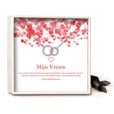 Pera Jewelry - 925 sterling zilveren Twee Ringen ketting - Mijn vrouw - Collier - Ketting Dames - Ketting met Hanger