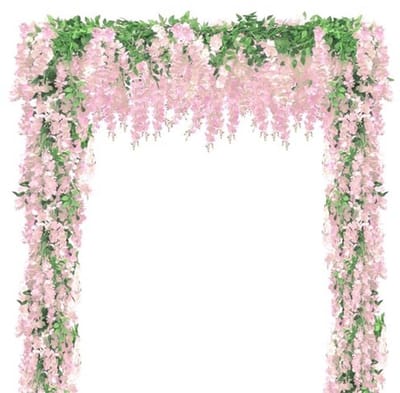 Hangende Roze Blauweregen Bloemen Slinger - 80 cm - Decoratie voor Huis en Tuin