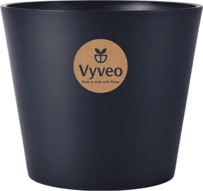 Vyveo - Bloempot Norden - 12x11 - Zwart - Bloempot voor binnen en buiten - Lichtgewicht - Breukbestendig - Vorstbestendig - UV-bestendig