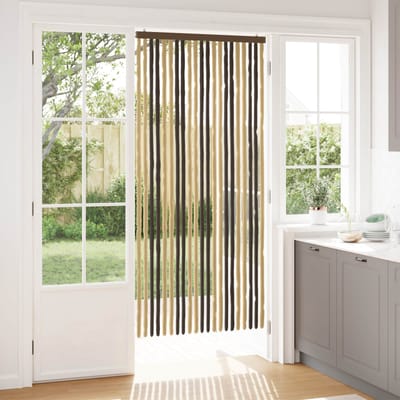 vidaXL - Insecten - Gordijn - Chenille - Donkerbruin - en - Beige - 90 - x - 200 - cm