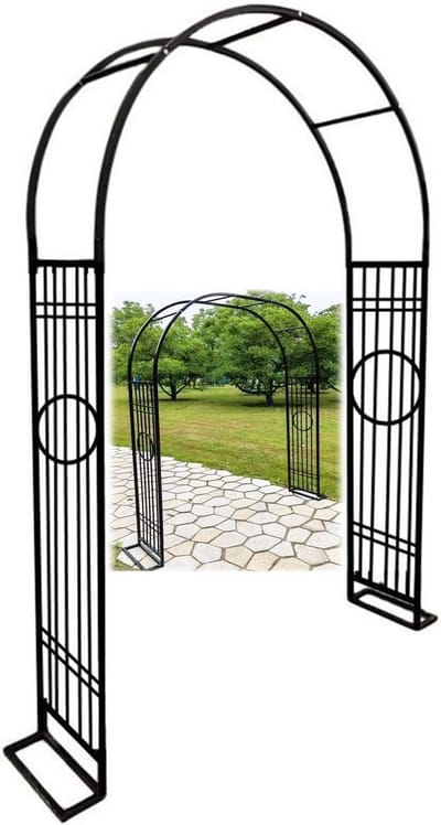 Pergola Tuinboog - Rozenboog Prieel - Klimplanten Ondersteunen - Zwaar Ijzer Frame - W180xH230cm - Zwart