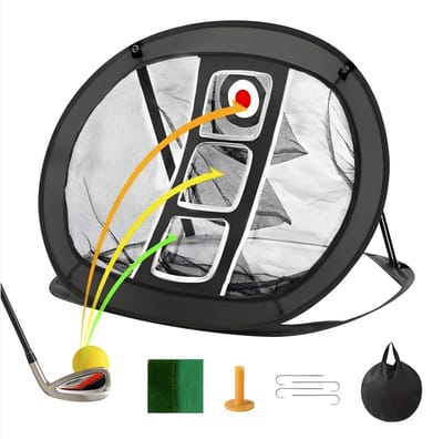 Stripe golf chipping net met mat, 6 trainingsballen, tee en tas