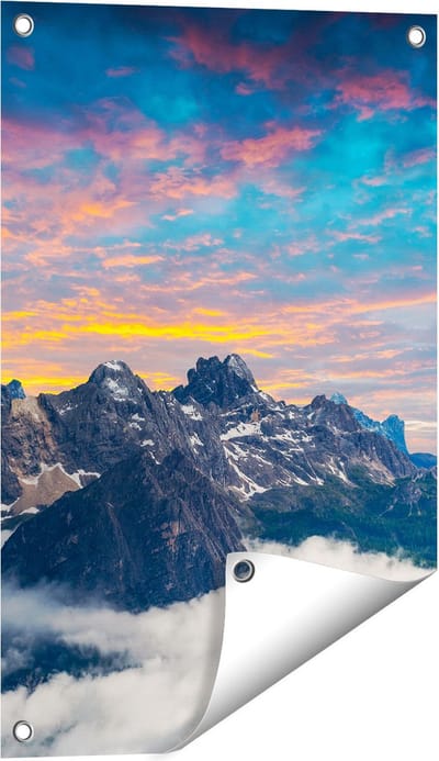 Gards Tuinposter Bergen Landschap met Wolken in Itali� - 40x60 cm - Tuindoek - Tuindecoratie - Wanddecoratie buiten - Tuinschilderij