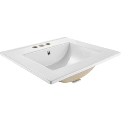 VEVOR Semi-Inbouw Wastafel Handwastafel 510 x 465 mm Rechthoekige Opzetwastafel met Overloop en 3 Kraangaten, Moderne Inbouwwastafel voor Kleine Ruimtes Keukens Badkamers Wit