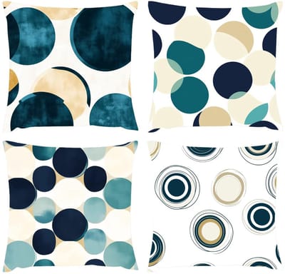 Kussenhoes 50 x 50 cm, blauw, voor buiten, waterdicht, geometrisch kussen, decoratieve kussens van fluweel, behaaglijk, kussenslopen voor slaapkamer, bank, stoel, terras, tuin, woondecoratie, S1-610