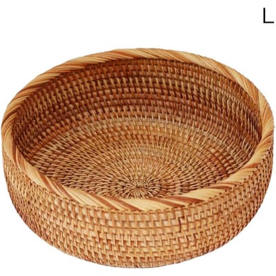 Handgemaakte Rotan Opbergmand Rond Fruitmand Dienbladmand Snoepopbergmand brown
