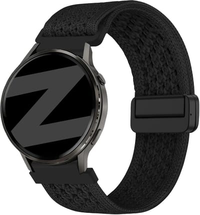 Bandz Nylon 'Vintage' bandje geschikt voor Garmin Vivoactive 4s / Vivomove 3s / Venu 4 - 41mm / Venu 3s / Venu 2s / Forerunner 265s / Forerunner 255s - Zwart