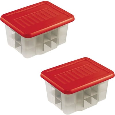 2x Kerstballen opruimen opbergboxen 24 liter - voor 45 kerstballen per box - Kerstversiering/kerstdecoratie kerstballen opruimen/opbergen