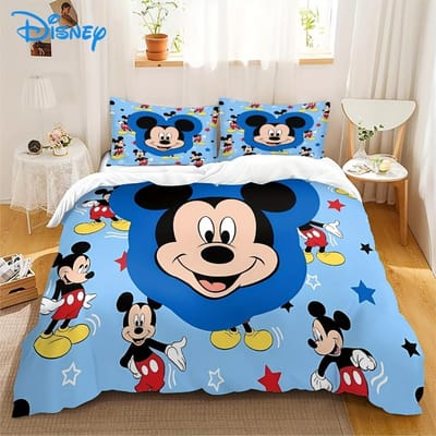 Mickey Anya Forger Ensemble de housse de couette Couette Literie Ensemble de literie 3D pour enfants Ensemble 3 pièces 1 housse de couette Taille King EU Single(135*200cm)3pcs blue