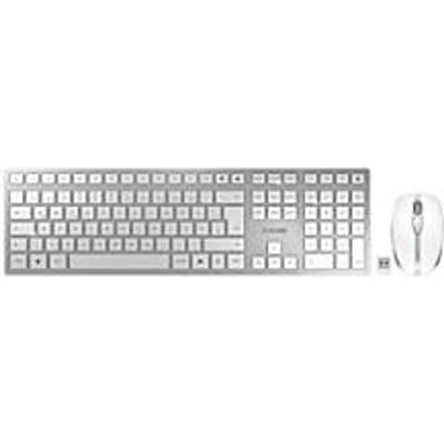 Draadloos toetsenbord met muis Cherry DW 9100 SLIM, QWERTZ, USB/Bluetooth, oplaadbaar, muis met 6 toetsen, tot 2400 dpi, tot 10 m, zilver-wit
