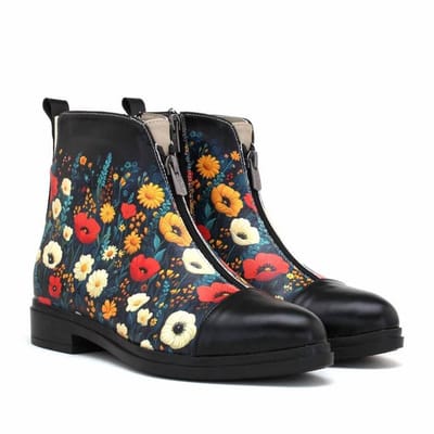 Goby Midnight Garden Boots – Dames Enkellaarsjes – Vegan Leer – Handgemaakt – Maat 38