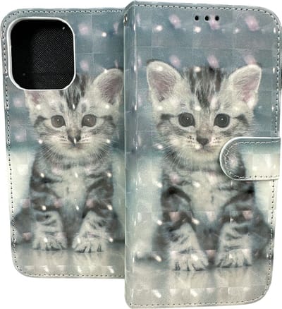 Portemonnee Book Case Hoesje Geschikt voor: iPhone 14 Pro Max - Kat Print