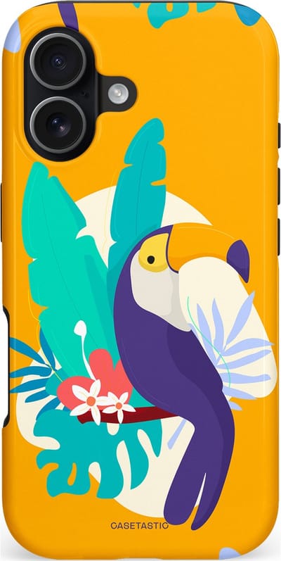 Casetastic hoesje geschikt voor Apple iPhone 17 - MagSafe - Dubbellaagse bescherming - Toeceaan - Fashion Case - Okergeel Turquoise Crème