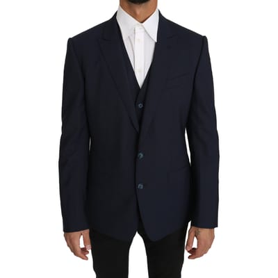 Dolce & Gabbana Heren Blazer Vest 2-Delig Blauw Wol MARTINI