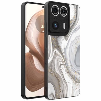 Geschikt voor Motorola Edge 50 Ultra Telefoonhoesje met marmer opdruk - TPU backcover case marble design - Zilver - Smartphonica geschikt voor Motorola Edge 50 Ultra