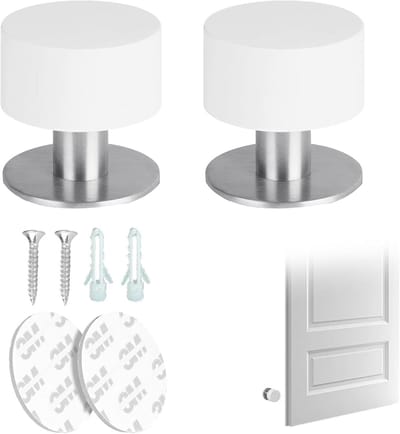 Set van 2 Zelfklevende Deurstoppers Rvs met Rubbers | Bescherming tegen Stoten