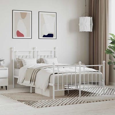 vidaXL - Bedframe - met - hoofd- - en - voeteneinde - metaal - wit - 120 - x - 190 - cm