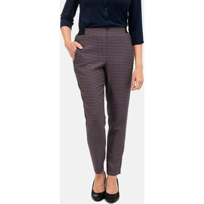 Comfortabele geruite stretchbroek - koningsblauw / cognac / geruit - Gr. 19 van Goldner Fashion