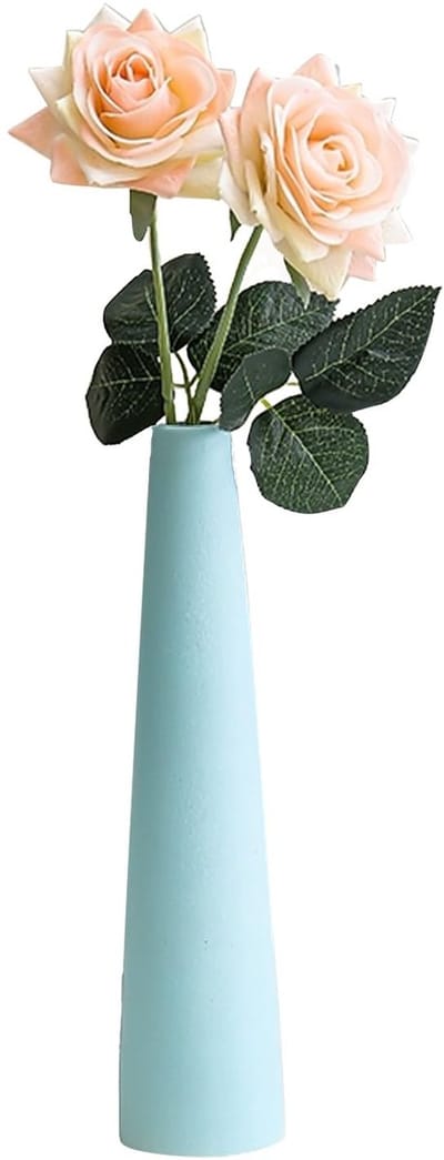 SnelShoppen - 8.7" Keramische Hoge Conische Bud Vaasje Minimalistisch Voor Één Stengel Bloem Vaas Lichtblauw Voor Woonkamer Kantoor Decoratie