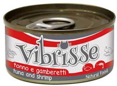 Vibrisse Kat Natvoer - Tonijn en Garnalen - 24x70gr, Vochtige Voeding Zonder Toevoegingen