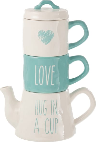 J-Line Tea For 2 Love Keramiek Blauw/Wit