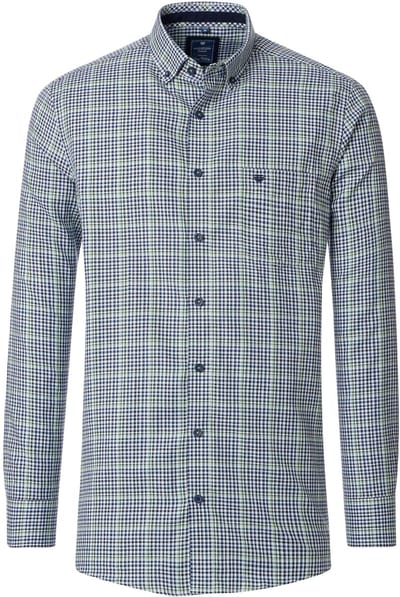 Redmond comfort fit overhemd - Oxford - blauw wit en groen geruit