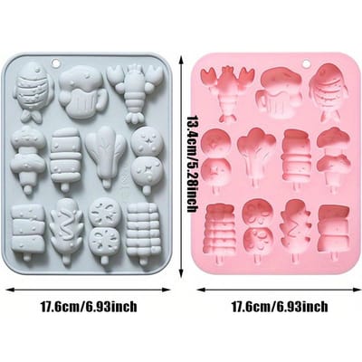 2 STUKS Siliconen Vormen, Bakvorm voor Chocolade, Mini Taartjes met Barbecue Thema, Gelei, Snoep en Kaarsen Vormen, Zeepvormen 2pcs pink