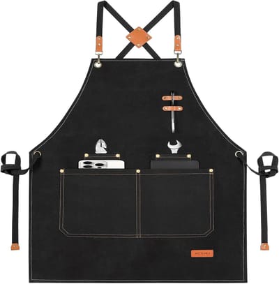 Thijox - Barbecue Schort voor Mannen, Canvas Kookschort met 4 Zakken, Ideaal voor Keuken, BBQ, Bakken in de Tuin, Perfect Cadeau voor Mannen of Papa