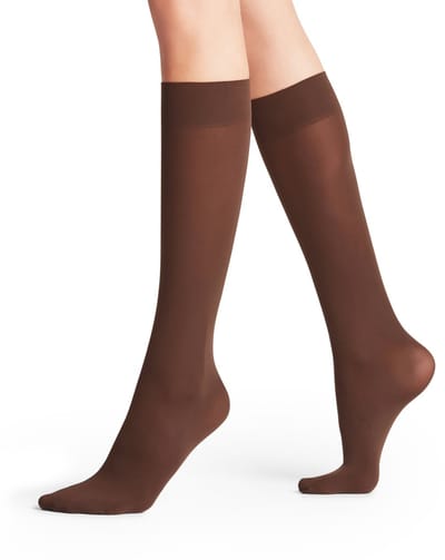FALKE Pure Matt eenkleurig materiaal ondoorzichtig 50 DEN kniekousen dames bruin - maat 35-38