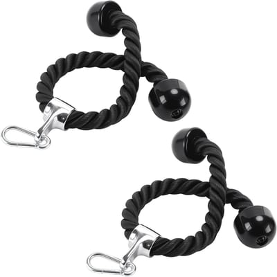 70 cm zwart nylon tricepstouw, gedraaid touw voor krachttraining, kabelbevestiging en thuistraining, 2 stuks