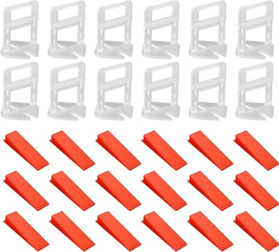 Tegel Leveling Systeem - Tegelwiggen Clips - Vlakke Tegels Plaatsen - Zelfnivellerend Systeem - 1.5mm Clips - Wit Rood