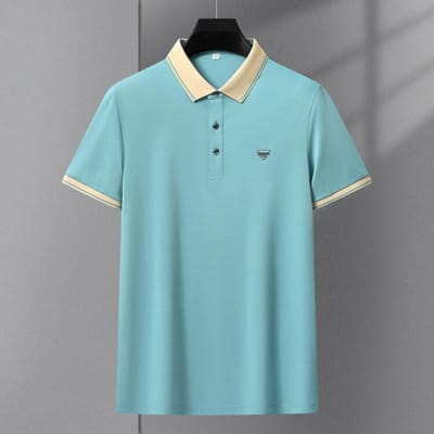 Zomer Nieuw Revers Korte Mouw Mode Casual Heren Zakelijk Effen Kleur Poloshirt XXXXL