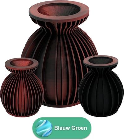 Elin moderne vaas – Decoratieve vaas - Blauw / Groen - 3d geprinte vaas – geschikt voor droogbloemen - 20CM