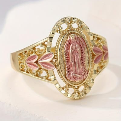 6-10 Maat Hol Patroon Gesneden Portret Ring, Geschikt voor Dames Modetrend Religieuze Accessoires Cadeaus 9