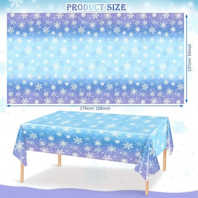 Allecto - Tafellaken - Feestdecoratie - Uniek sneeuwvlokpatroon - Blauw - Winter Wonderland - Geschikt voor verjaardagsfeestjes - 2-delige set