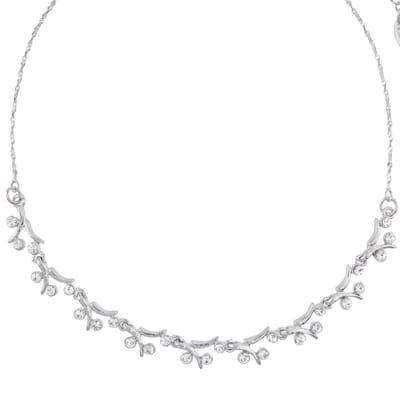 Behave Dames Ketting Zilverkleur met Kristallen – Fijn Takjes Design – Verstelbaar 41+7 cm – Nikkelvrij – Cadeau voor Vrouw – Elegante Sieraden