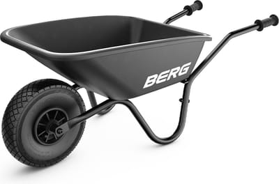 BERG Dempy Black Kinderkruiwagen - Metaal - Met kunststof bak - 40 kg laadgewicht - Luchtband - Zwart