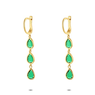 Twice As Nice Oorbellen in 18kt verguld zilver, groene zirkonia