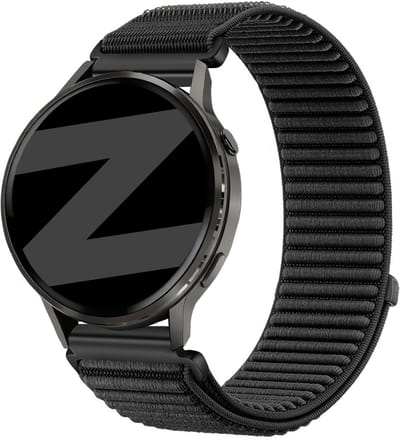 Bandz Nylon 'Wave' bandje geschikt voor Garmin Vivoactive 4s / Vivomove 3s / Venu 4 - 41mm / Venu 3s / Venu 2s / Forerunner 265s / Forerunner 255s - Zwart