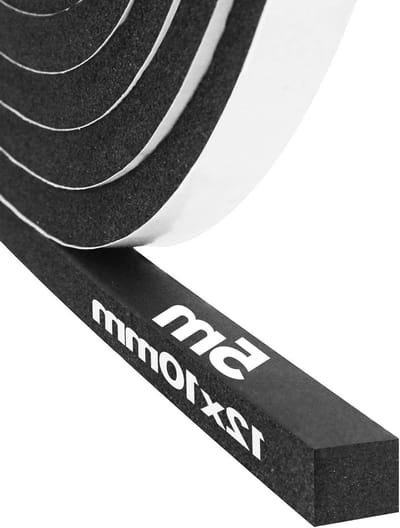Zelfklevende Isolatietape van Schuim, 12mm (B) x 10mm (D) x 5m (L), Voor Deuren en Ramen, Weerbestendig en Geluidsabsorberend, Ideaal voor Energiebesparing
