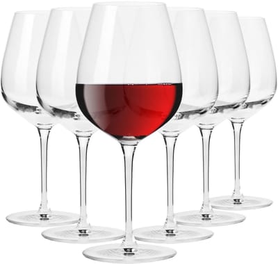 KROSNO | Rode wijnglazen | Set van 6 - 680 ml | Divine collectie | Loodvrij kristalglas | Perfect voor thuis, Restaurants en feesten | Vaatwasser veilig