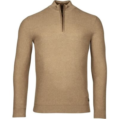Baileys Trui Half Zip Structure Knit Donker Zand / male