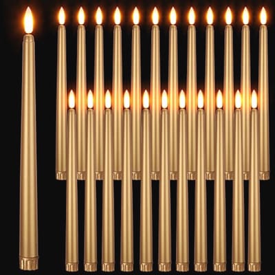 24 Stuks Flameless LED Kaarsen - 28 cm Taper Kaarsen voor Feestdagen en Speciale Gelegenheden